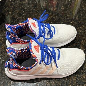 Adidas White Sneakers with Blue Accents